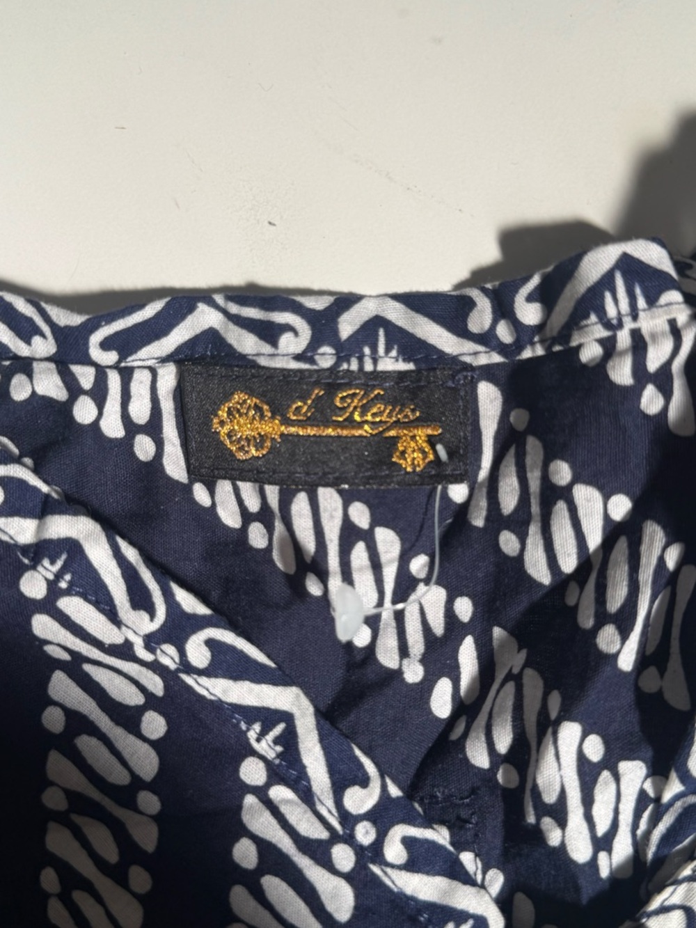 d’keys Navy & White Patterned Button-Pincho Top - Picture 6 of 6